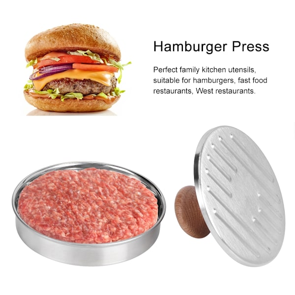 304 Rostfritt Stål Hushåll Hamburger Press Patty Maker Form Tillverkningsverktyg Kök Tillbehör