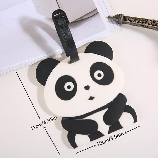 4 stk. bagasjelapper, reiselapper for kofferter, fleksibel silikonpanda, koffertlapper med ID, navn, adresse
