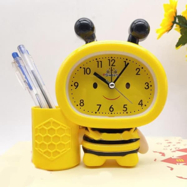 Pen Holder Alarm Clock Elektronik Klocka Barn Present Klocka Rosa