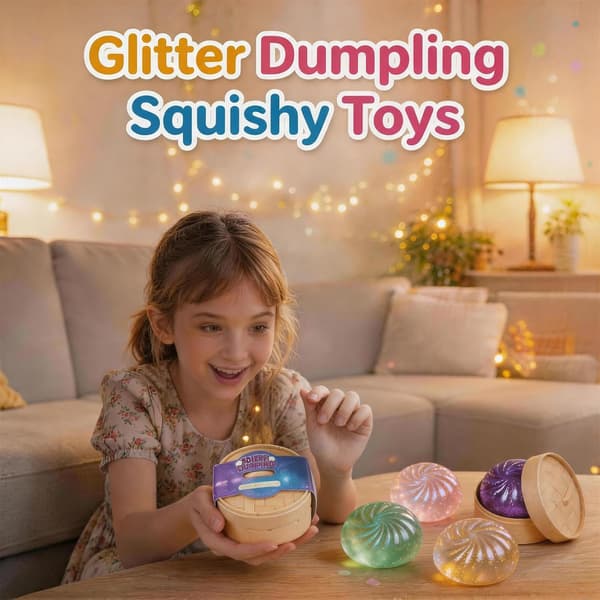 12 stk. Glitter Dumpling Squishy, 2026 Opgraderet Mini Squishy Dumpling Legetøj, Søde Stressbolde Fidget Sanselegetøj, Strømpefyld med Damper, Strækbart Legetøj