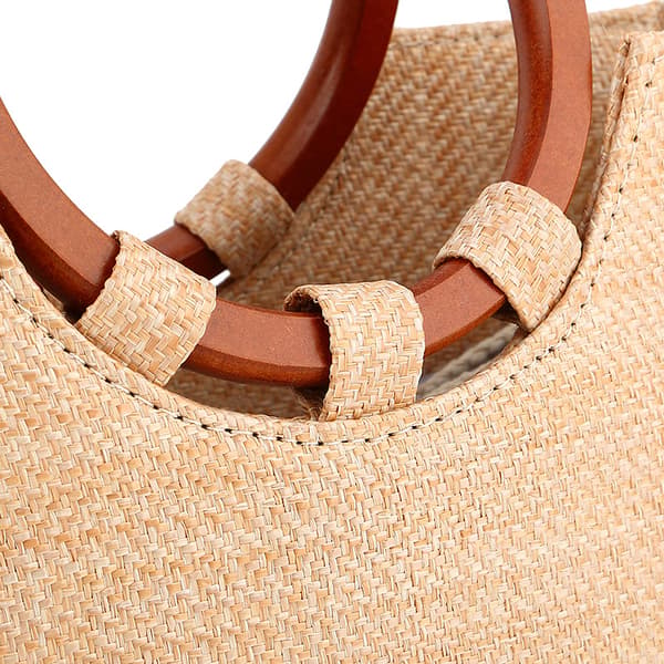 Beige shopper, flaskeholder for kvinner, sølvfarget vridd ramme