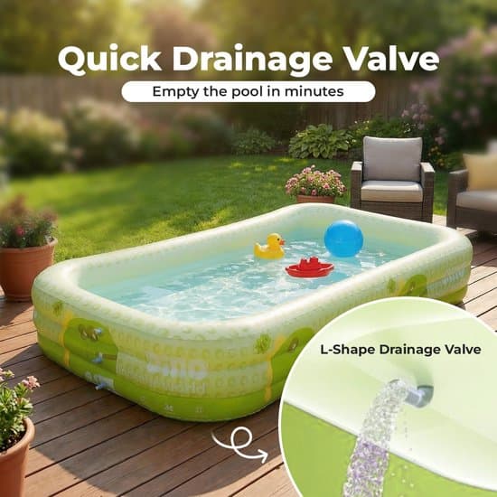 Oppustelig Pool - Børnepool - Familiepool 1,5 Meter - 3-Lags PVC - Grønt Dragedesign til Have og Sommer