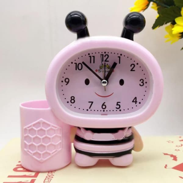 Pen Holder Alarm Clock Elektronik Klocka Barn Present Klocka Rosa