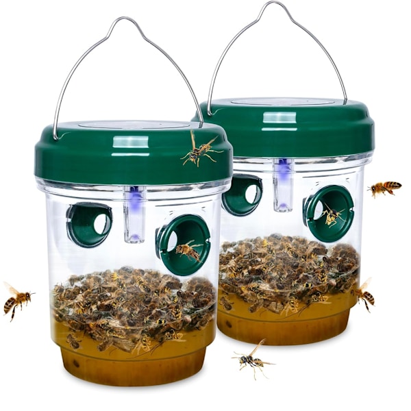 2 st Getingfällor Utomhus Hängande Gula Jacka Fälla Snickarbi Fällor för Utebruk Hornet Fällor Insekt Bugg Flugor Getingdödare Green
