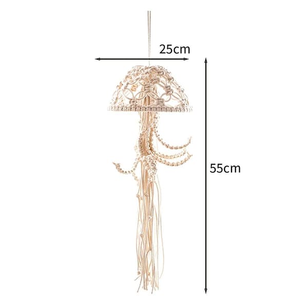 Macrame väggdekoration, manetdrömfångare med stjärnljus, väggkonstdekor vackert hem