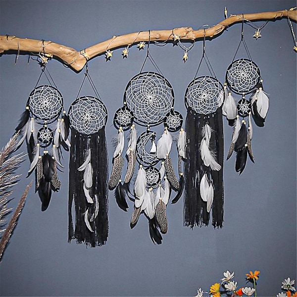 Drömfångare Set om 5 Boho Väggdekoration Handgjorda Traditionella Fjädrar Drömfångare för Sovrum