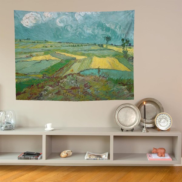 Väggbonad för sovrum, Vincent Van Gogh abstrakt landskapstapet för sovrum estetisk vardagsrumsinredning 150*130 cm field