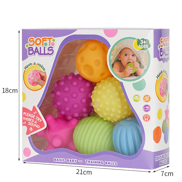 Sensoriska bollar för småbarn, sensoriska babyleksaker, mjuka sensoriska klämleksaker för spädbarn, set med flera bollar med ljusa färger och textur