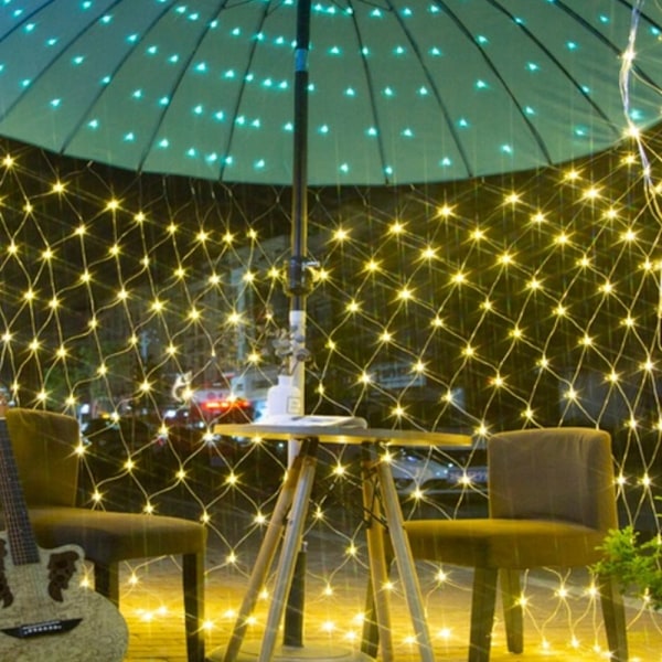 192 LED ljusnät 3 x 2 m varmvitt ljusslinganät