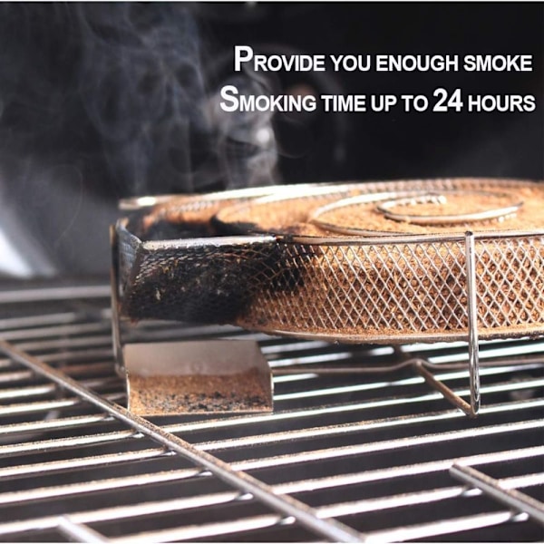9,8 tums kallröksgenerator för BBQ-grill eller rök Wood Dust Varm- och kallrökning Lax Kött Brinntid upp till 18-24 timmar