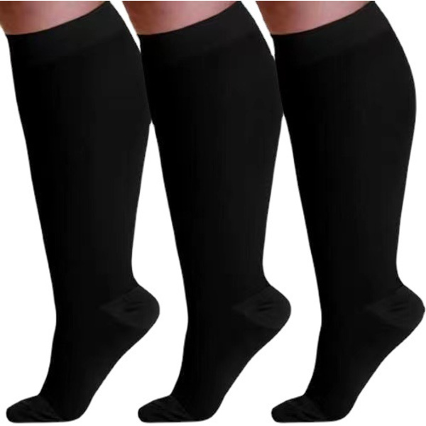 Tå-wraps Plus Size Kompressionsstrømper Elastiske strømper sorte black 5XL
