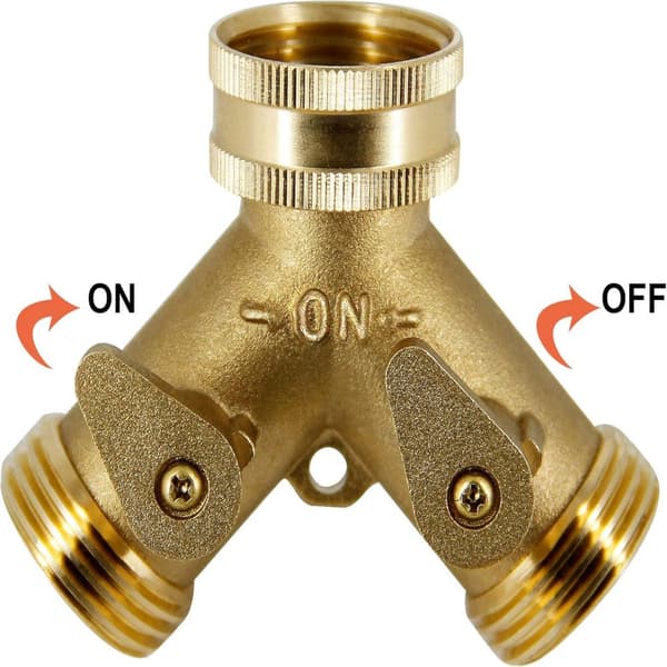 2-vägs mässingsslangdelare, 3/4\" mässingsslangkopplingar, Y-koppling trädgårdsslangadapter, 1-pack Double head switch outer wire