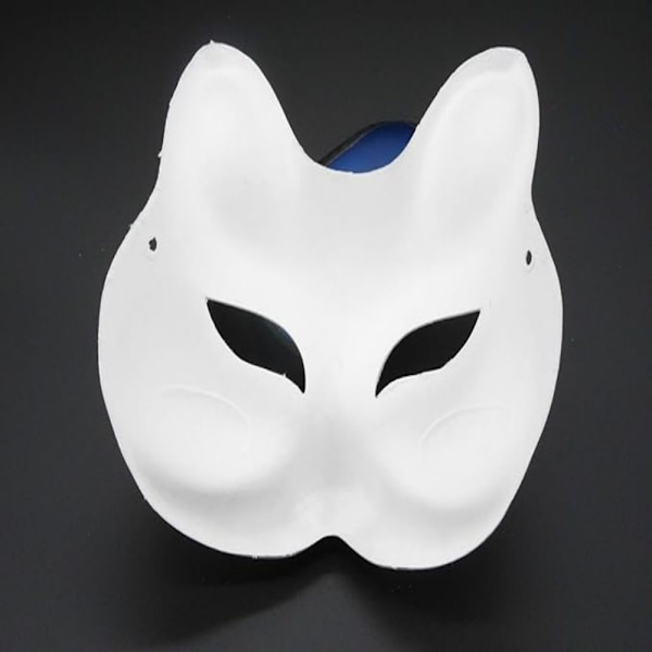 20 st Kattmasker Therianmasker gjorda av vitt papper för DIY-målning Cat mask