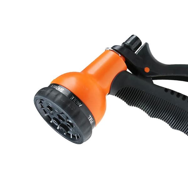 Orange allmän trädgårdsdusch, 8 vattenspraymönster, trädgårdshanddusch