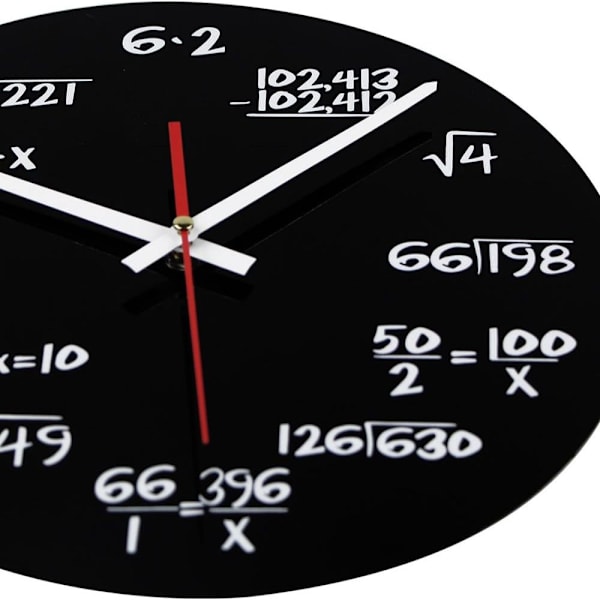 Timelike Matematikklocka, Unik Väggklocka Modern Design Nymodig Matematikekvationsklocka - Varje Timme Markeras av en Enkel Matematikekvation black 6.2
