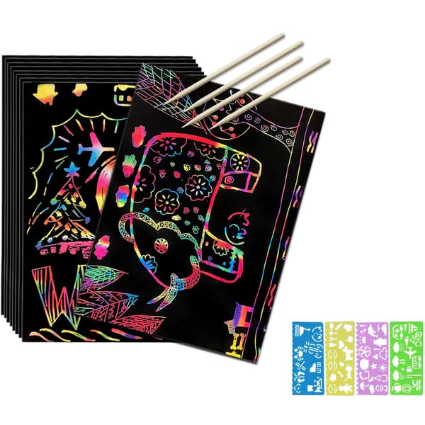 50 st Scratch Art set - Regnbågspapper & Penna för barn 8-12