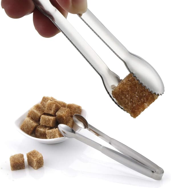 Sett med 4 mini serveringstenger i rustfritt stål, 10 cm