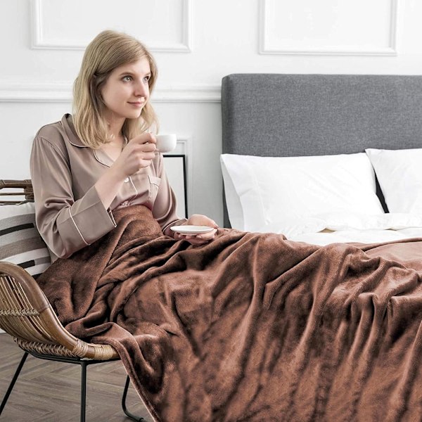 Extra Stor Filt för Soffa, Supermjuka och Varma Filtar, Brun Pläd för Användning Året Runt, Mysig, Plysch, Lättviktig, 150cm x 200cm