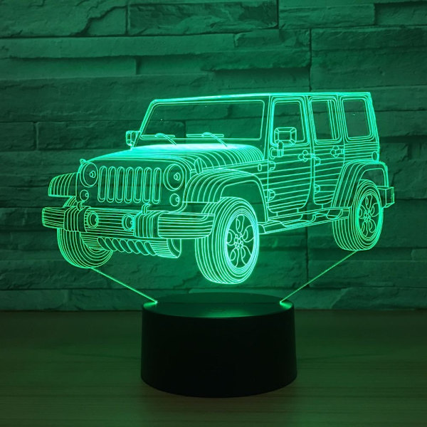 7 Färgförändrande Nattlampa 3D Atmosfär Glödlampa 3D Visuell Illusion LED-lampa för Barn Leksak Jul Födelsedagspresenter (Bil)