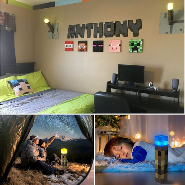 Ficklampa  Lekrum Dekorativ LED Nattlampa  USB Uppladdningsbar Barn Sovrumsbelysning  4 Belysningsfärg Byte Scener