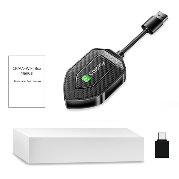 Trådlös Carplay Android Auto Adapter för iPhone IOS 10+/Android 11+, USB/Type-C, för bilar med fabriksmonterad trådbunden CarPlay från 2016+ Green