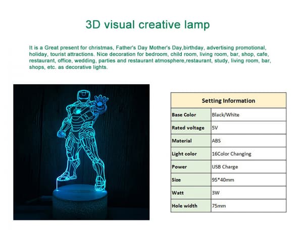 3D-illusionlampa Anime-figur 3D LED-nattlampa Touch Remote Control för barn  Sovrumsdekor -- Stil 3（Gemensam bas）