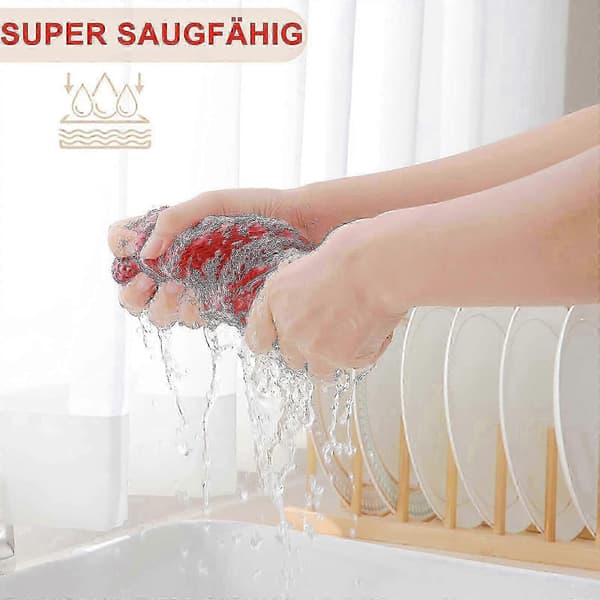 6-pack 100% bomulls frotté kökshanddukar med hängögla för diskrengöring Red 34*73cm