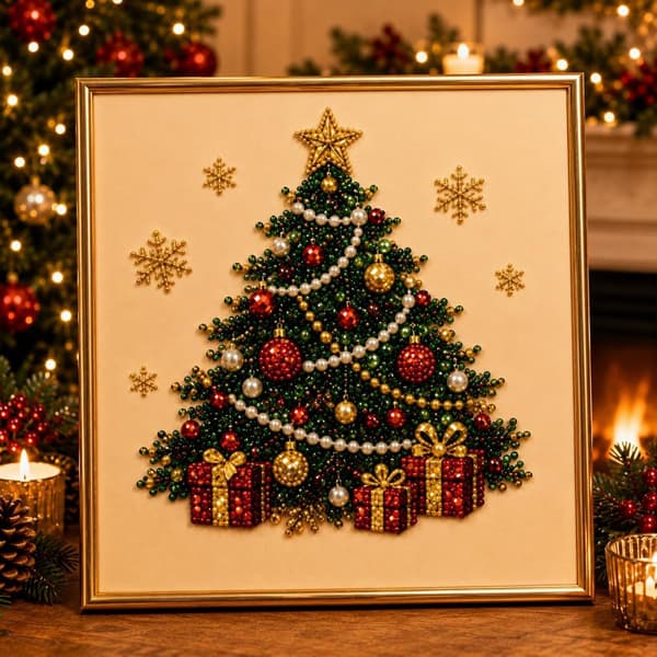 DIY Juleperle Diamantmaleri Kunstsett med Ramme