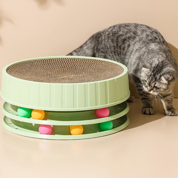 Högdensitets Reptålig Interaktiv Rund Katt Repbräda Leksak med Catnip - Grön