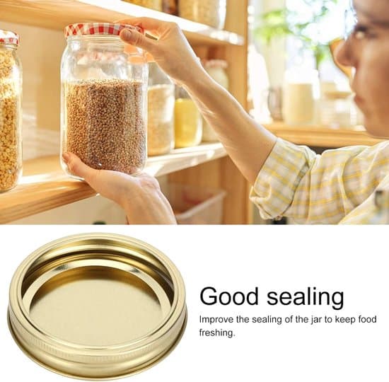 Set med 12 konserveringslock, 86 mm diameter, lämpliga för burkar med bred öppning (guld)