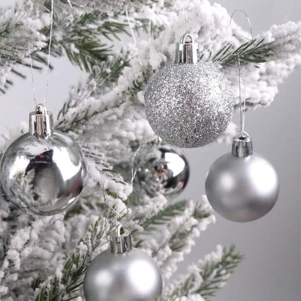 1,2 tums Mini Julgranskuledekorationer Hängande Ornament Heminredning Familjepresenter Specialpris Silver