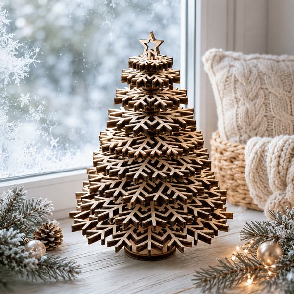 Snöflinga Lövformad Julgran Handgjord DIY Träset