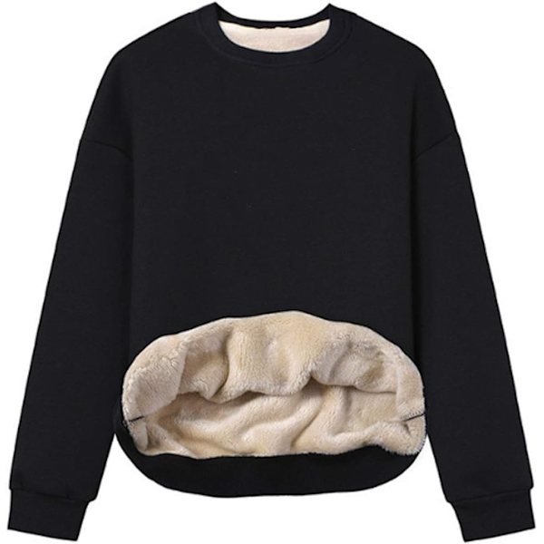 uo Fleece Sherpa-foret Crewneck Pullover Sweatshirt til kvinder, Sort, Large