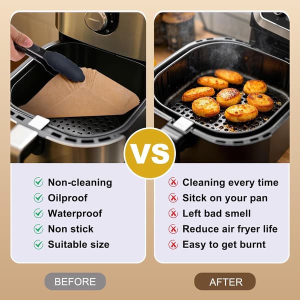 200 st 6,3” Air Fryer-foder Pergamentfoder Fyrkantiga, Non-Stick Air Fryer-foder Pergamentpapper för Mikrovågsugn