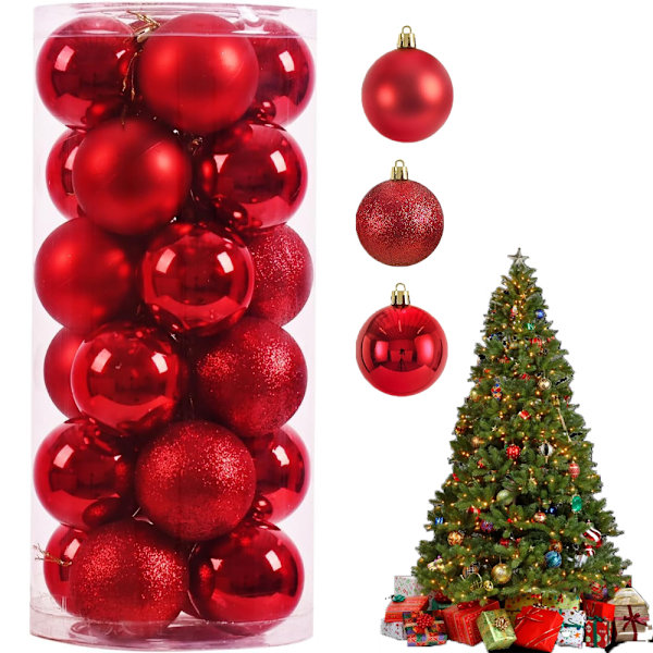 1,2 tums Mini Julgranskuledekorationer Hängande Ornament Heminredning Familjepresenter Specialpris Red