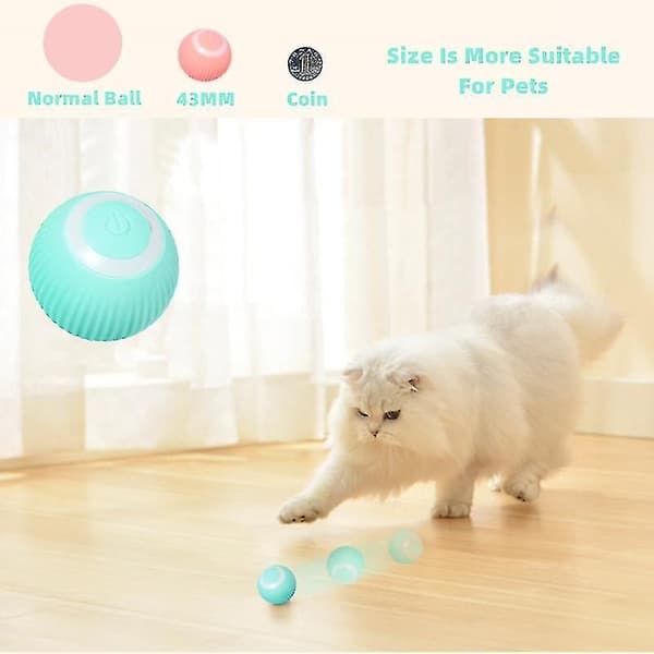 Smart Interaktiv Kattleksaksboll, USB-uppladdningsbar Automatisk Rullande Boll, Stimulerar Katters Lekfullhet Blue