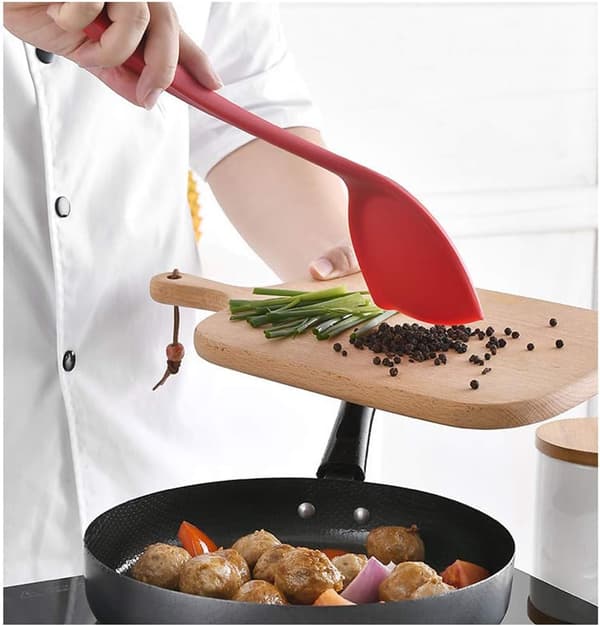 Silikonspatel Värmebeständig Lång Spatel Reverser Non-Stick