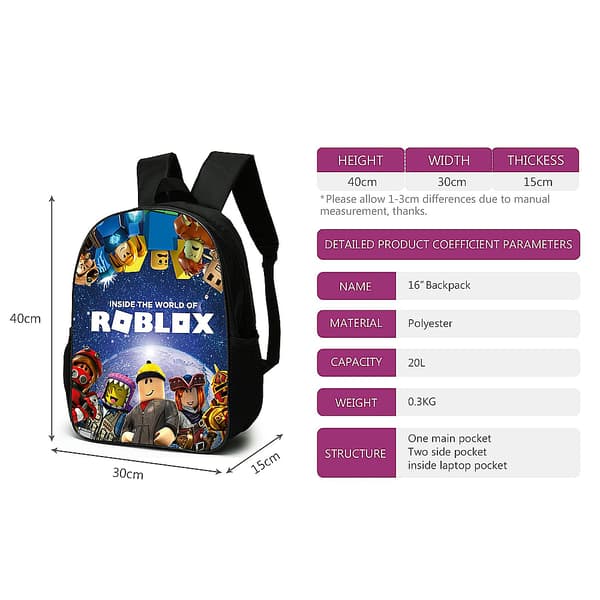 3 st Roblox Ryggsäck Skolväska Resväskor F