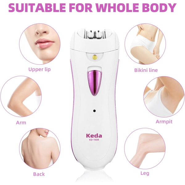 Epilator, Smooth Glide Epilator för kvinnor ansikte, Uppladdningsbar Epilator Smooth Face Trimmer Enhet med LED-ljus