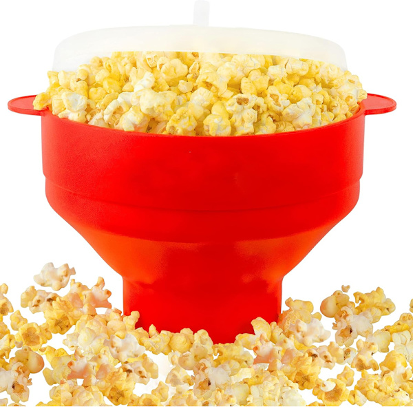 Popcorn-skål i silikon - hopfällbar röd