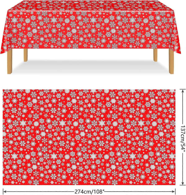 Jul Snöflinga Plastduk 137x274cm Vinterfest Duk (LGL)