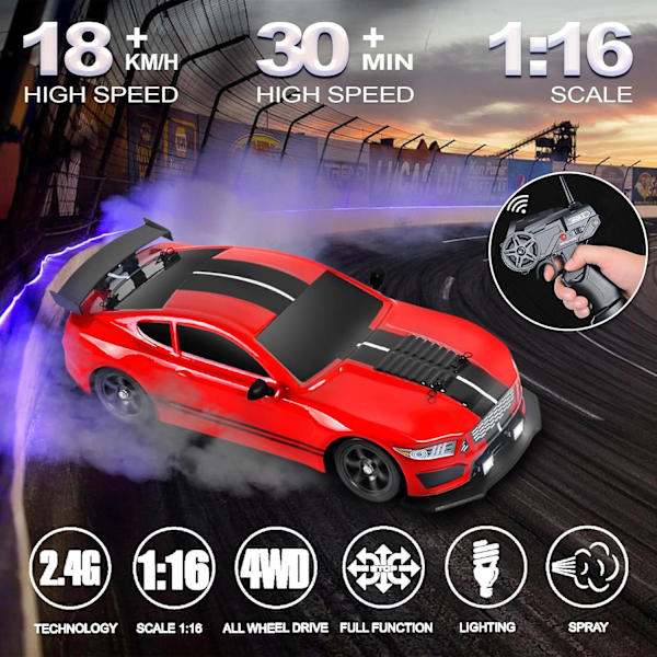 Ae86 1/16 Rc Driftbil Hög Hastighet Fjärrkontroll Driftbil För Barn Och Vuxna red