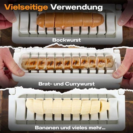 Pølsekutter - 26×9.5×5.7 cm - Banankutter - Pølsekutter i rustfritt stål - Blad i rustfritt stål - Multifunksjonell pølsekutter - Skinkekutter