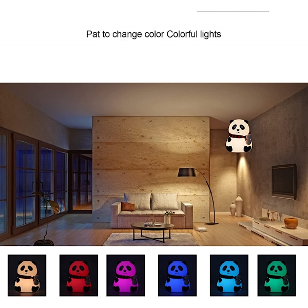 LED-lampa, bärbar silikon söt tecknad panda nattlampa för flickor (stort öga, lutande tornet i Pisa-typ)