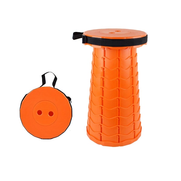 Bärbar Hopfällbar Pall, lätt Teleskopisk Pall, infällbar Hopfällbar Pall för Camping Fiske Vandring Grillning Utomhus orange