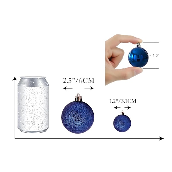 1,2 tums Mini Julgranskuledekorationer Hängande Ornament Heminredning Familjepresenter Specialpris Dark Blue