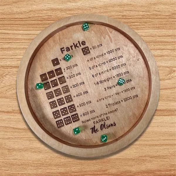 Trebrett for Farkle Classic terningespill, Farkle terningebrett, Farkle Classic terningespill, terningebrett