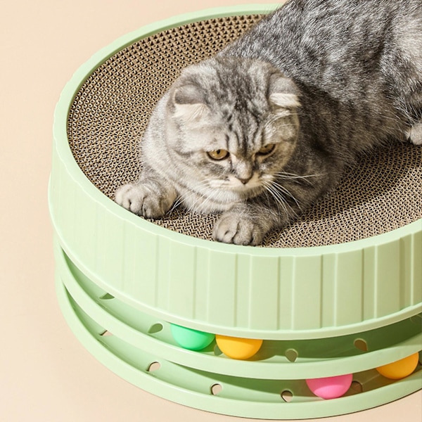 Högdensitets Reptålig Interaktiv Rund Katt Repbräda Leksak med Catnip - Grön