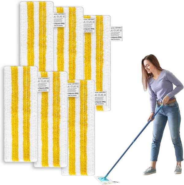 6-pak mikrofiber udskiftningsklude til Krcher Easyfix SC1, SC2, SC3, SC4, SC5, moppe til Krcher, udskiftningstilbehør, dampklud til alle gulve
