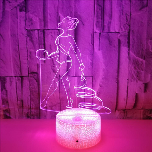 Gymnastik Nattlampa 16 Färger Ändras USB-driven Fjärrkontroll Touch Switch Optisk 3D Illusion Lamp -- Crack Seat